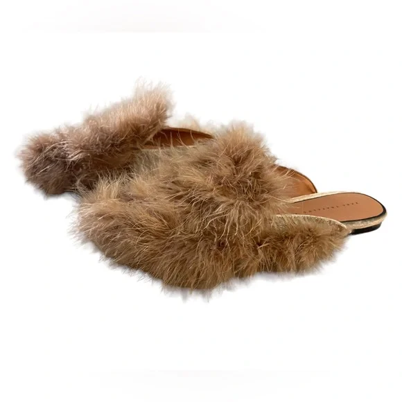 Zara Trafaluc Feathered Fuzzy Slip On Mules Size 40 - Picture 2 of 9